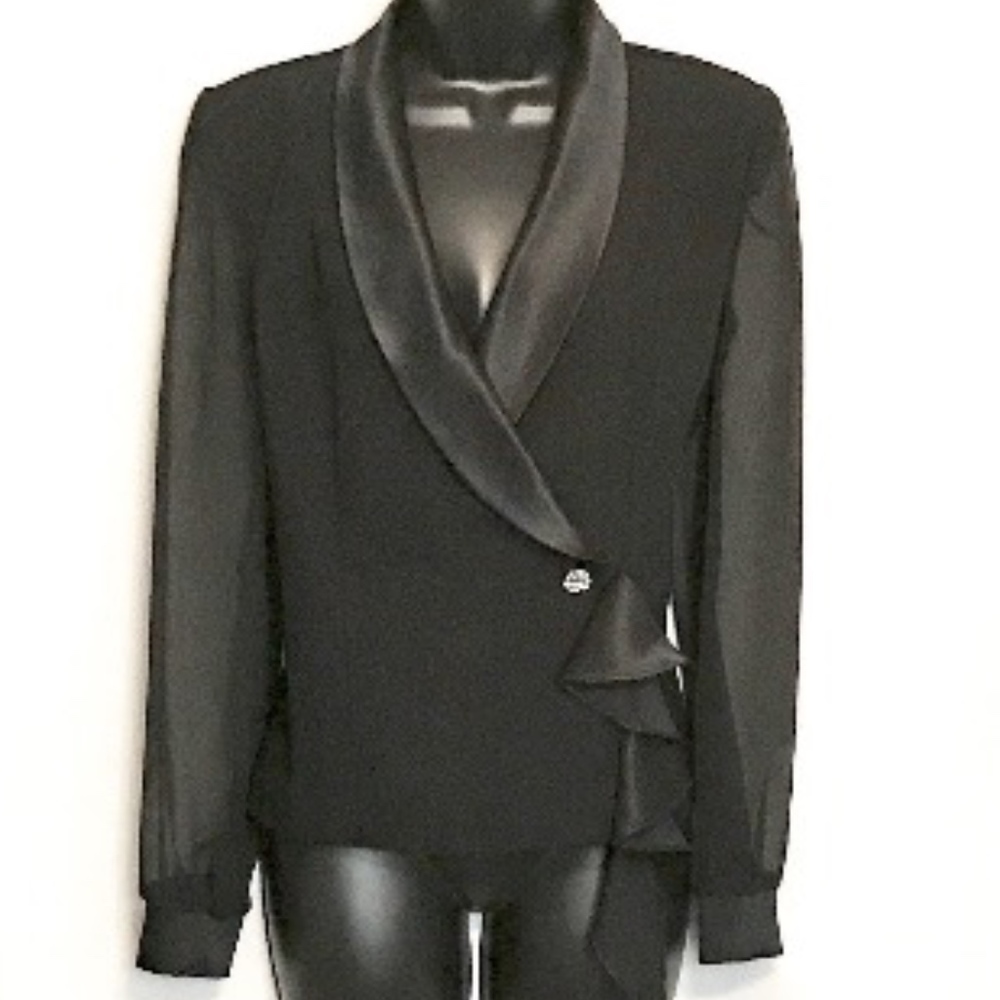 80s Black Formal Evening Jacket Top   VS371
